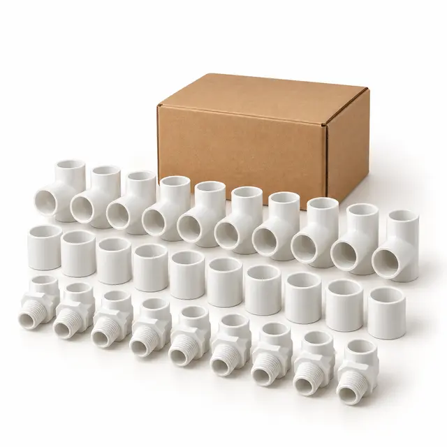 PVC fittings assortment product rendering